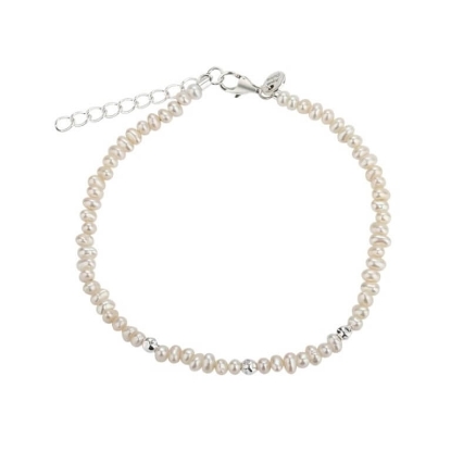 Billede af Aqua Dulce Single Harley armbånd sølv m. perler (17 + 3 cm)