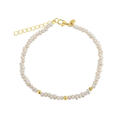 Billede af Aqua Dulce Single Harley armbånd forgyldt sølv m. perler (17 + 3 cm)