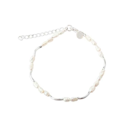 Billede af Aqua Dulce Alura White armbånd sølv m. perler (17 + 3 cm)