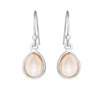 Billede af Susanne Friis Bjørner Ørering sølv dråbe med calcedon Morganit krystal