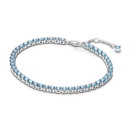 Billede af Pandora Funklende Lyseblåt Tennisarmbånd sølv m. cz (16-20 cm)