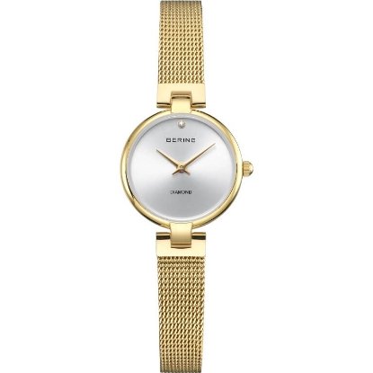 Billede af Bering Classic Diamond dameur stål gulddoublé 24mm 3bar