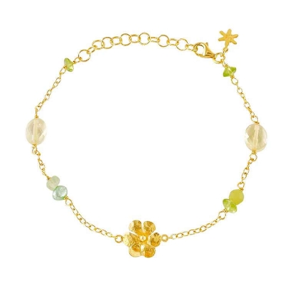 Billede af Susanne Friis Bjørner Armbånd forgyldt sølv m. fvp + sten (16-20cm)