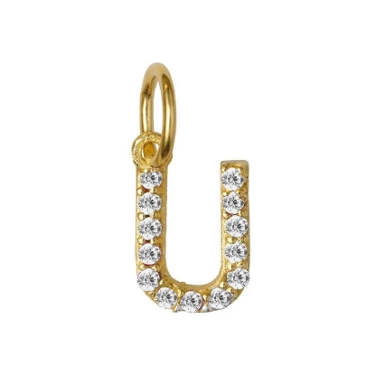 Billede af Susanne Friis Bjørner - Bogstav U - vedhæng forgyldt sølv m. cz