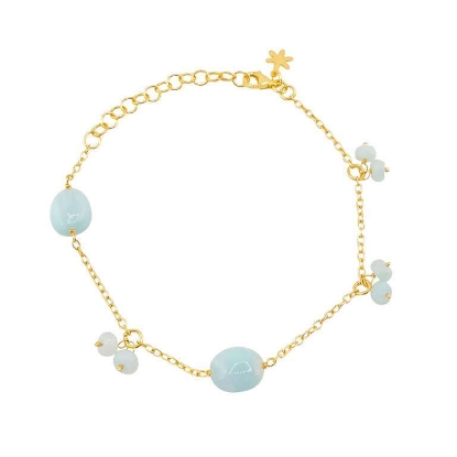 Billede af Susanne Friis Bjørner Armbånd forgyldt sølv m. amazonite sten (16-20cm)