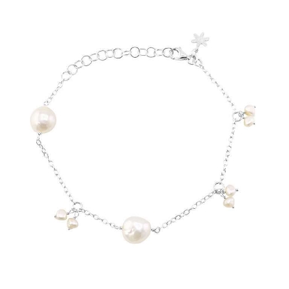 Billede af Susanne Friis Bjørner Armbånd sølv m. ferskvandsperler (16-20cm)