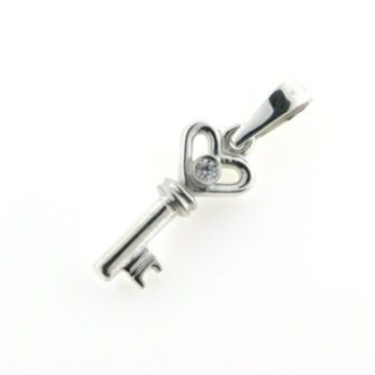 Billede af Vedh. nøgle med syn. zirk. 2,0 mm. 925s.(m. patz øsken)