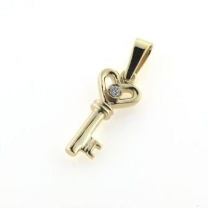 Billede af Vedh. nøgle med brill. 0,03 w/vs. 14 kt. (med patz øsken)