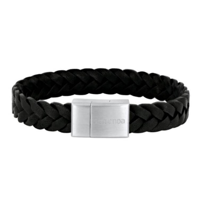 Billede af SON of NOA armbånd stål sort kalveskind (19-23 cm)
