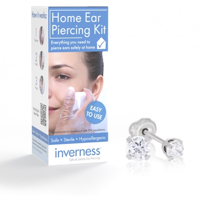 Billede af Inverness Home Ear Piercing Kit - Lav selv hul i ørene (komplet sæt kugle 3 mm zirkonia)