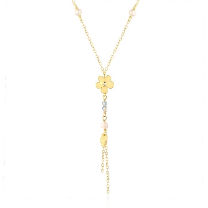 Billede af WiOGA Kamila halskæde forgyldt sølv m. perler (42+6 cm)