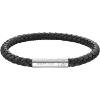 Billede af Bering Arctic Symphony sort læderarmbånd poleret stål (180 mm)