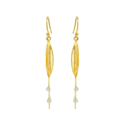 Billede af Susanne Friis Bjørner øreringe forgyldt sølv bøjle m. amazonite