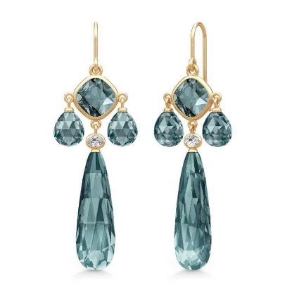 Billede af Julie Sandlau Ofelia Chandeliers Midnight Blue øreringe forgyldt sølv m. krystal + cz