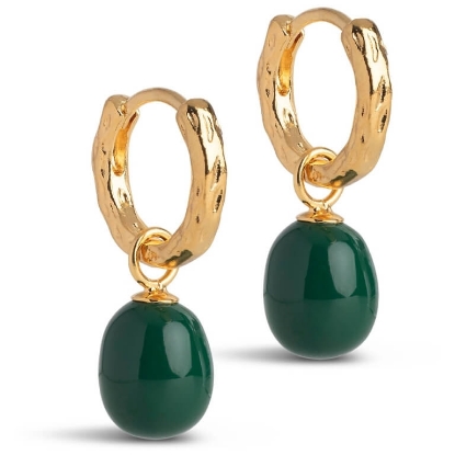 Billede af ENAMEL Copenhagen Significant Enamel Petrol Green øreringe forgyldt sølv