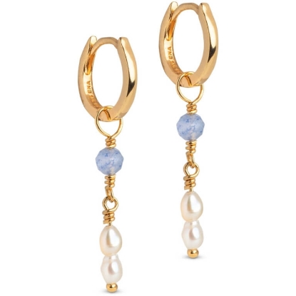 Billede af ENAMEL Copenhagen Liva øreringe forgyldt sølv m. cz