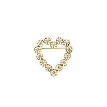 Billede af Lund Copenhagen Marguerit Hjerte broche forgyldt sølv - 30mm