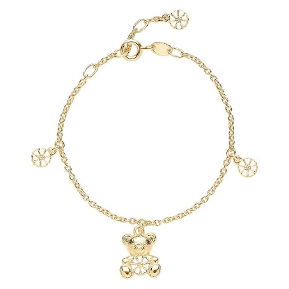 Billede af Lund Copenhagen Marguerit børnearmbånd m. bamse forgyldt sølv (14-16 cm)