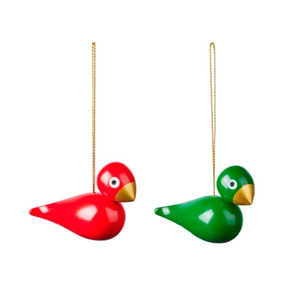 Billede af Kay Bojesen Julefugle - H5 cm - Rød/Grøn