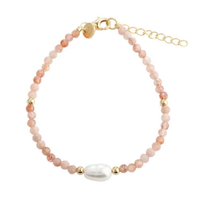 Billede af Aqua Dulce Sunella Mix armbånd forgyldt sølv m. sunstones + fvp (17+3 cm)