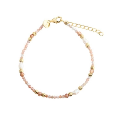 Billede af Aqua Dulce Sunella Simple armbånd forgyldt sølv m. sunstones (17 + 3 cm)