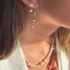 Billede af Aqua Dulce Line Pearl øreringe forgyldt sølv m. fvp