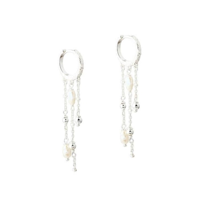Billede af Aqua Dulce Lunella Pearl Hoop øreringe sølv m. fvp