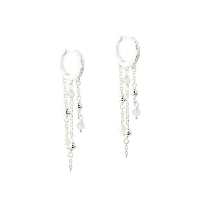 Billede af Aqua Dulce Lunella Sky Hoop øreringe sølv m. aquamarin + fvp