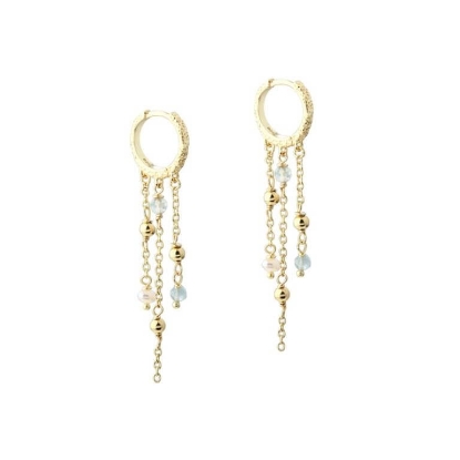 Billede af Aqua Dulce Lunella Sky Hoop øreringe forgyldt sølv m. aquamarin + fvp
