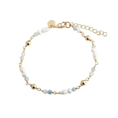 Billede af Aqua Dulce Lunella Blue armbånd forgyldt sølv m. aquamarin+fvp (17+3 cm)