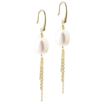 Billede af Aqua Dulce Lunella Big Pearl øreringe forgyldt sølv m. fvp