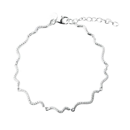 Billede af Aqua Dulce Curva armbånd sølv m. cz (17 + 3 cm)