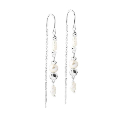 Billede af Aqua Dulce Line Pearl Thread øreringe sølv m. fvp