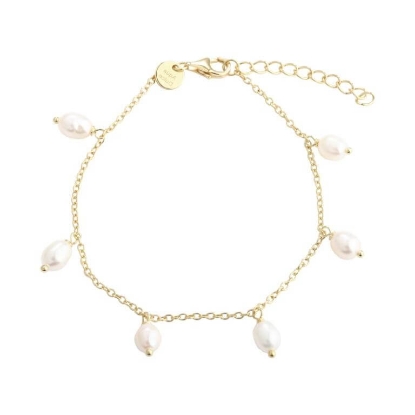 Billede af Aqua Dulce Lunella armbånd forgyldt sølv m. perler (17 + 3 cm)