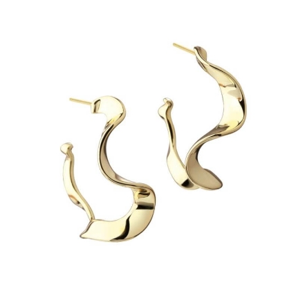 Billede af Aqua Dulce Slim Rhumba Large øreringe forgyldt sølv