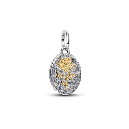 Billede af Pandora Rose Medaljoncharm sølv + forgyldt metalblanding