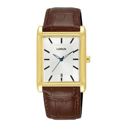 Billede af Lorus Classic herreur stål gulddoublé brun læderrem 5bar 29mm