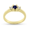 Billede af Ring 3 sten, 1 safir  0,10 ct., 2* brill. a 0,03 w/vs. 14 kt. 