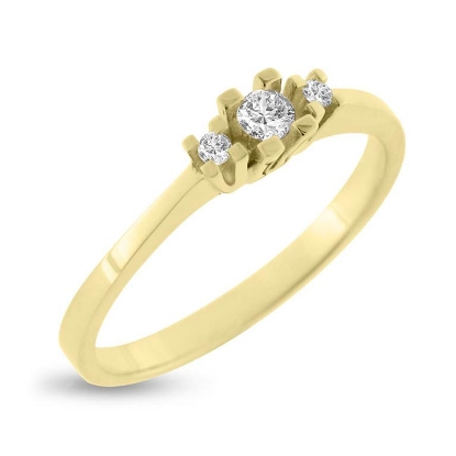 Billede af Ring 3 sten, 1 brill. 0,10 w/vs., 2* brill. a 0,03 w/vs. 14 kt. 
