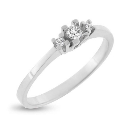 Billede af Ring 3 sten, 1 brill. 0,10 w/vs., 2* brill. a 0,03 w/vs. 14 kt. hvg.