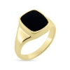 Billede af Herrering m. lukket bund, antik sl. onyx 14*12 mm 925s forgyldt (forgyldning vil blive slidt af ved brug !)