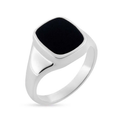 Billede af Herrering m. lukket bund, antik sl. onyx 14*12 mm 14 kt. hvg.