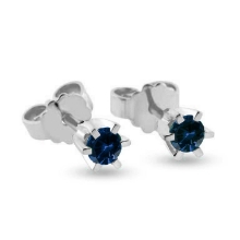 Billede af Ørestik safir, 6 grab. fatning, 2*4,5 mm (ca a 0,25 ct) 14 kt hvg