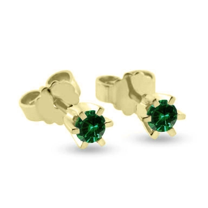 Billede af Ørestik smaragd 2*2,0 mm. 6 grab. fatning 14 kt.