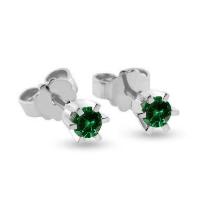 Billede af Ørestik smaragd 2*2,0 mm. 6 grab. fatning 14 kt. hvg.