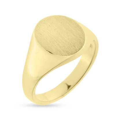 Billede af Herrering massiv m. oval plade 14*12 mm 8 kt