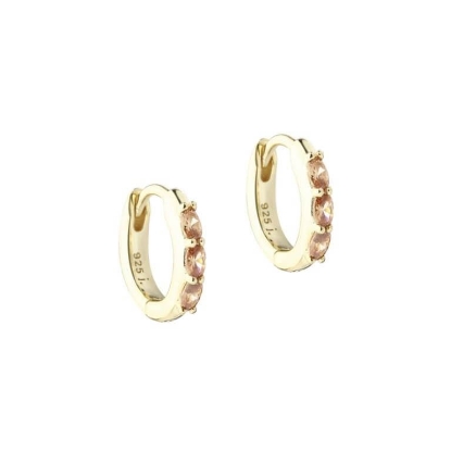 Billede af Aqua Dulce Champella Hoop Small øreringe forgyldt sølv m. cz (11 mm)