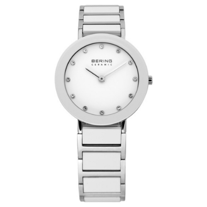 Billede af Bering Ceramic Dameur m ceramic/stål lænke hvid, Safirglas