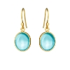 Billede af Susanne Friis Bjørner øreringe Oval Cabochon forgyldt sølv m. synt. blå topas