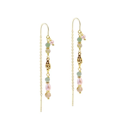 Billede af Aqua Dulce Fresa Earthread øreringe forgyldt sølv m. perler